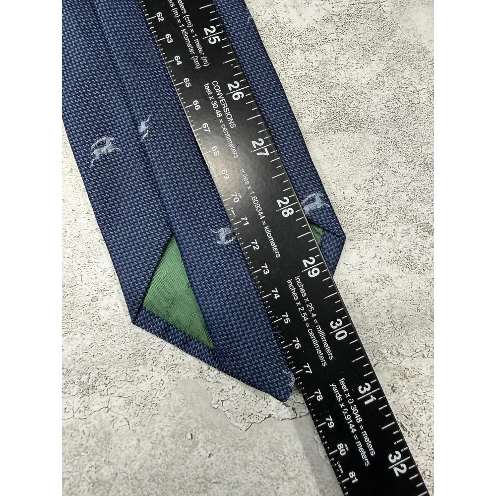 Zodi‎ Tie Mens One Size Blue Animal Print Silk Jacquard Embroidered Pointed